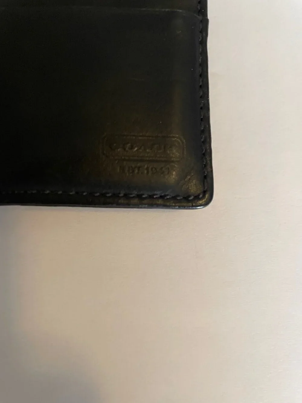 Coach Black Leather Slim Wallet with Money Clip Good Condition